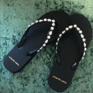 Tory Burch Thin Pearl Flip Flops